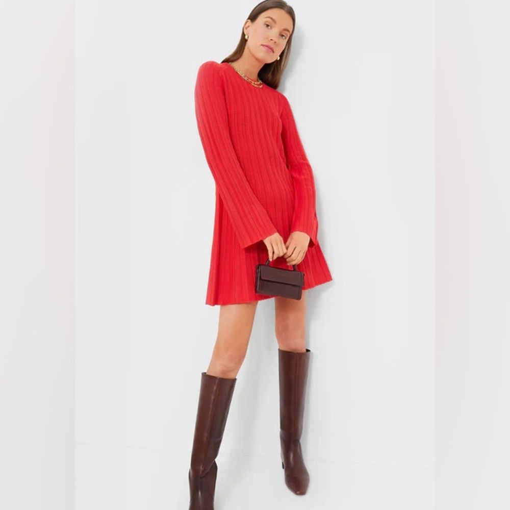 NEW Tuckernuck Pomander Place Red Adi Knit Long Sleeve Mini Dress Size M